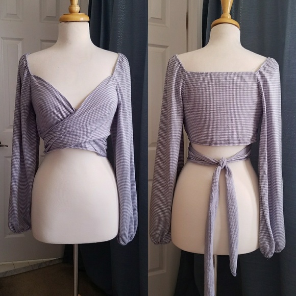 Zara Tops - Zara Gingham Wrap Around Boho Crop Top